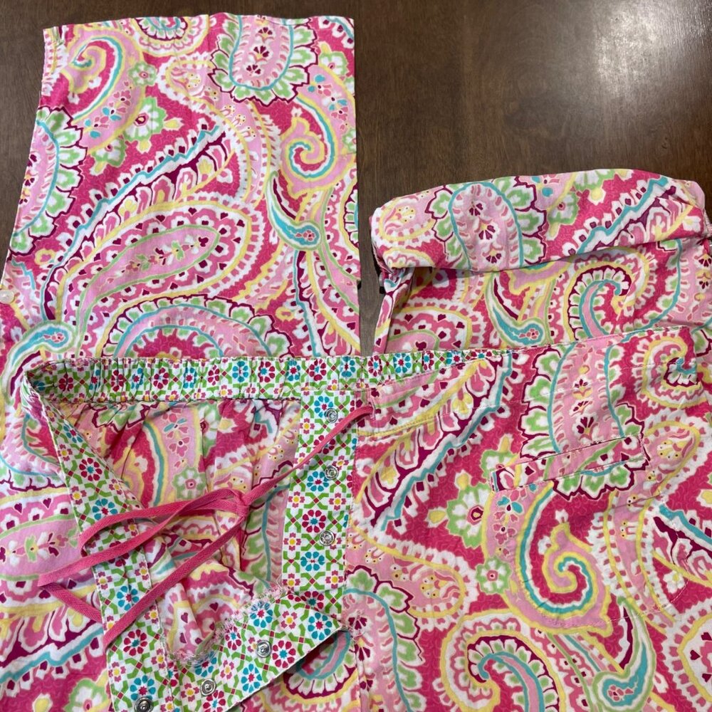 Vera Bradley Capri Melon PJ Pajama Pants Women's Size Large 100%‎ Cotton Paisley - Picture 5 of 10